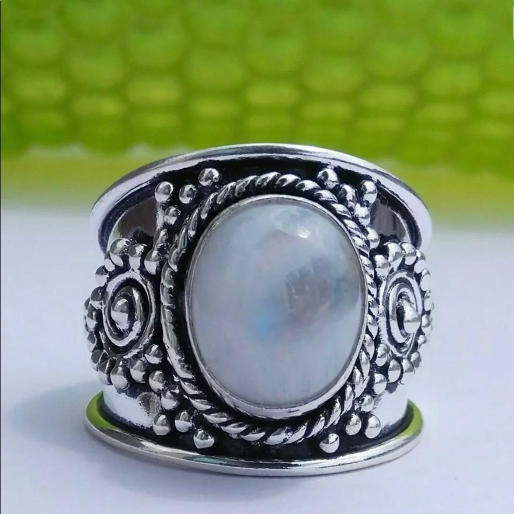 Rainbow Moonstone Ring